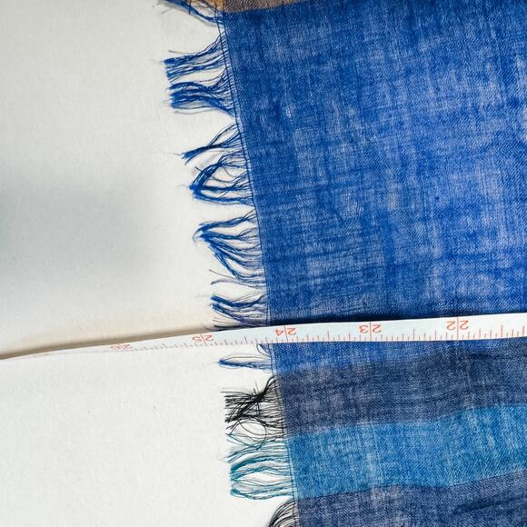 Burberry Scarf Authentic Blue Gauze Oversized Lightweight Plaid Nova Check Sheer - Picture 10 of 10